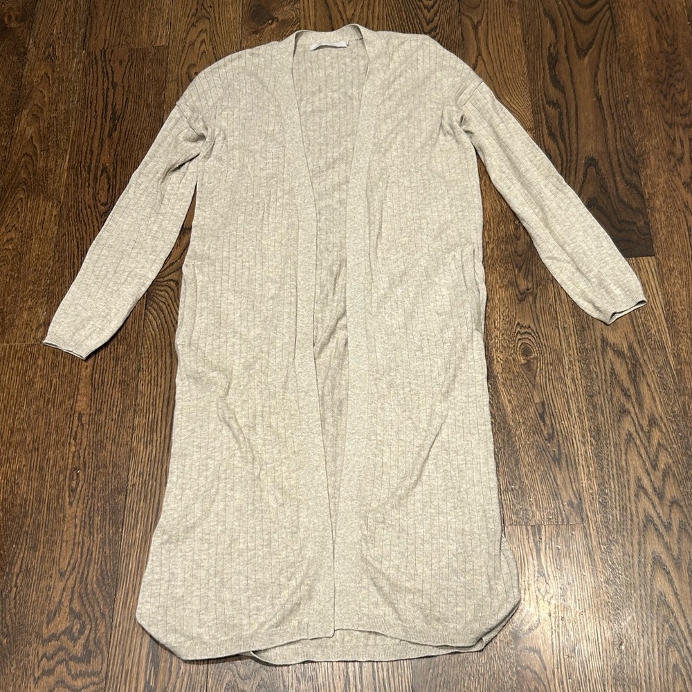 One Grey Day Ribbed Duster Cardigan Sweater